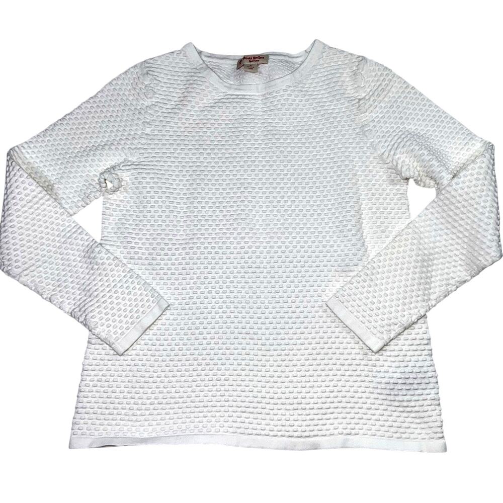 Brooks Brothers Red Fleece Sweater Womens Size S Ivory White Textured Cotton Top